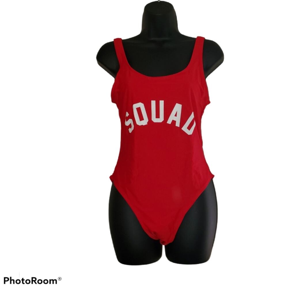 Squad One-Piece Red Swimsuit Size Large